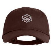 D20 Dice Embroidered Unstructured Cotton Twill Washed Cap - Brown OSFM