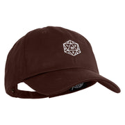 D20 Dice Embroidered Unstructured Cotton Twill Washed Cap - Brown OSFM