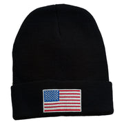 USA Flag Embroidered Long Knitted Beanie