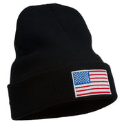 USA Flag Embroidered Long Knitted Beanie