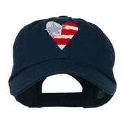 US Flag inside Heart Embroidered Cap