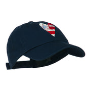 US Flag inside Heart Embroidered Cap