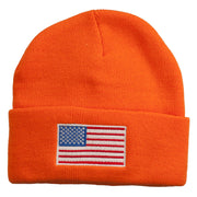 USA Flag Embroidered Long Knitted Beanie