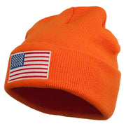 USA Flag Embroidered Long Knitted Beanie