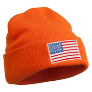 USA Flag Embroidered Long Knitted Beanie