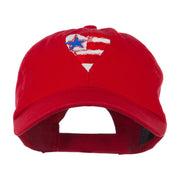 US Flag inside Heart Embroidered Cap