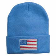 USA Flag Embroidered Long Knitted Beanie