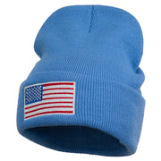 USA Flag Embroidered Long Knitted Beanie