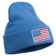 USA Flag Embroidered Long Knitted Beanie