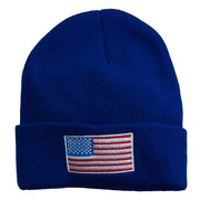 USA Flag Embroidered Long Knitted Beanie