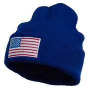 USA Flag Embroidered Long Knitted Beanie