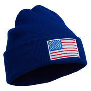 USA Flag Embroidered Long Knitted Beanie