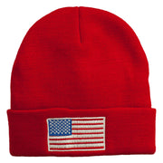 USA Flag Embroidered Long Knitted Beanie