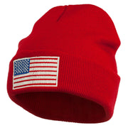 USA Flag Embroidered Long Knitted Beanie