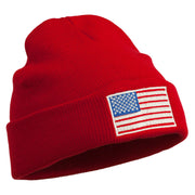 USA Flag Embroidered Long Knitted Beanie