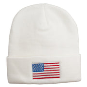 USA Flag Embroidered Long Knitted Beanie