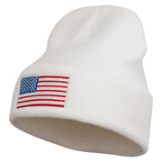 USA Flag Embroidered Long Knitted Beanie