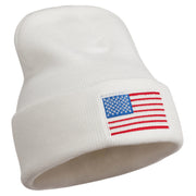 USA Flag Embroidered Long Knitted Beanie