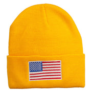 USA Flag Embroidered Long Knitted Beanie