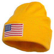 USA Flag Embroidered Long Knitted Beanie