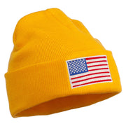 USA Flag Embroidered Long Knitted Beanie