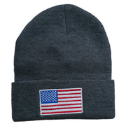 USA Flag Embroidered Long Knitted Beanie