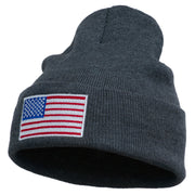 USA Flag Embroidered Long Knitted Beanie