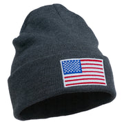 USA Flag Embroidered Long Knitted Beanie