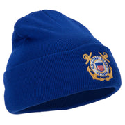 US Coast Guard Veteran Anchors Embroidered Long Beanie