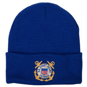 US Coast Guard Veteran Anchors Embroidered Long Beanie