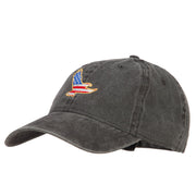 Eagle USA Flag Embroidered Washed Buckle Cap