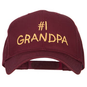 Number 1 Grandpa Letters Embroidered Solid Cotton Pro Style Cap