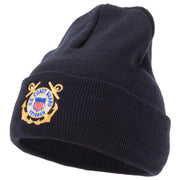 US Coast Guard Veteran Anchors Embroidered Long Beanie