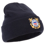 US Coast Guard Veteran Anchors Embroidered Long Beanie