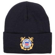 US Coast Guard Veteran Anchors Embroidered Long Beanie