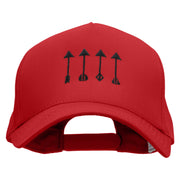 Four Hunting Arrows 5 Panel Pro Style Brushed Cap - Red OSFM