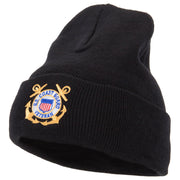 US Coast Guard Veteran Anchors Embroidered Long Beanie