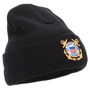 US Coast Guard Veteran Anchors Embroidered Long Beanie