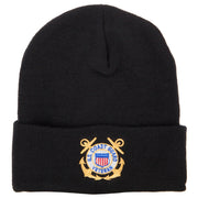 US Coast Guard Veteran Anchors Embroidered Long Beanie