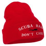 Scuba Hair Don't Care Embroidered 12 Inch Long Knitted Beanie