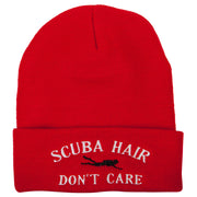 Scuba Hair Don't Care Embroidered 12 Inch Long Knitted Beanie