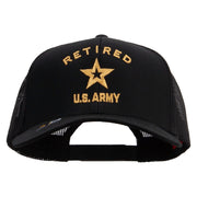 Licensed U.S. Army Retired Military Embroidered Solid Cotton Twill Mesh Prostyle Cap - Black OSFM