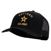 Licensed U.S. Army Retired Military Embroidered Solid Cotton Twill Mesh Prostyle Cap - Black OSFM
