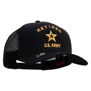 Licensed U.S. Army Retired Military Embroidered Solid Cotton Twill Mesh Prostyle Cap - Black OSFM