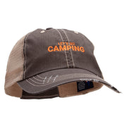 Lets go Camping Embroidered Low Profile Special Cotton Mesh Cap - Brown-Khaki OSFM