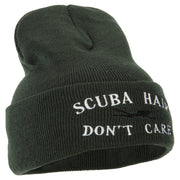 Scuba Hair Don't Care Embroidered 12 Inch Long Knitted Beanie