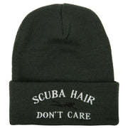 Scuba Hair Don't Care Embroidered 12 Inch Long Knitted Beanie