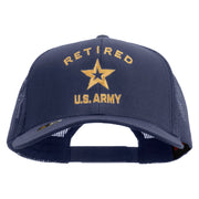 Licensed U.S. Army Retired Military Embroidered Solid Cotton Twill Mesh Prostyle Cap - Navy OSFM