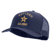 Licensed U.S. Army Retired Military Embroidered Solid Cotton Twill Mesh Prostyle Cap - Navy OSFM