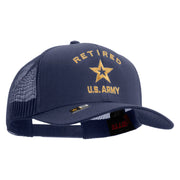 Licensed U.S. Army Retired Military Embroidered Solid Cotton Twill Mesh Prostyle Cap - Navy OSFM